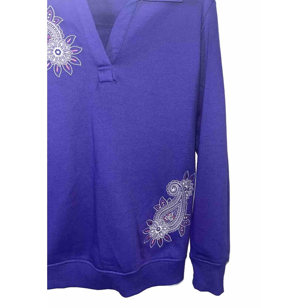 Comfort Corner Purple Paisley Women’s Pullovers Sweatshirt Size SA Retro Y2K - Picture 2 of 7
